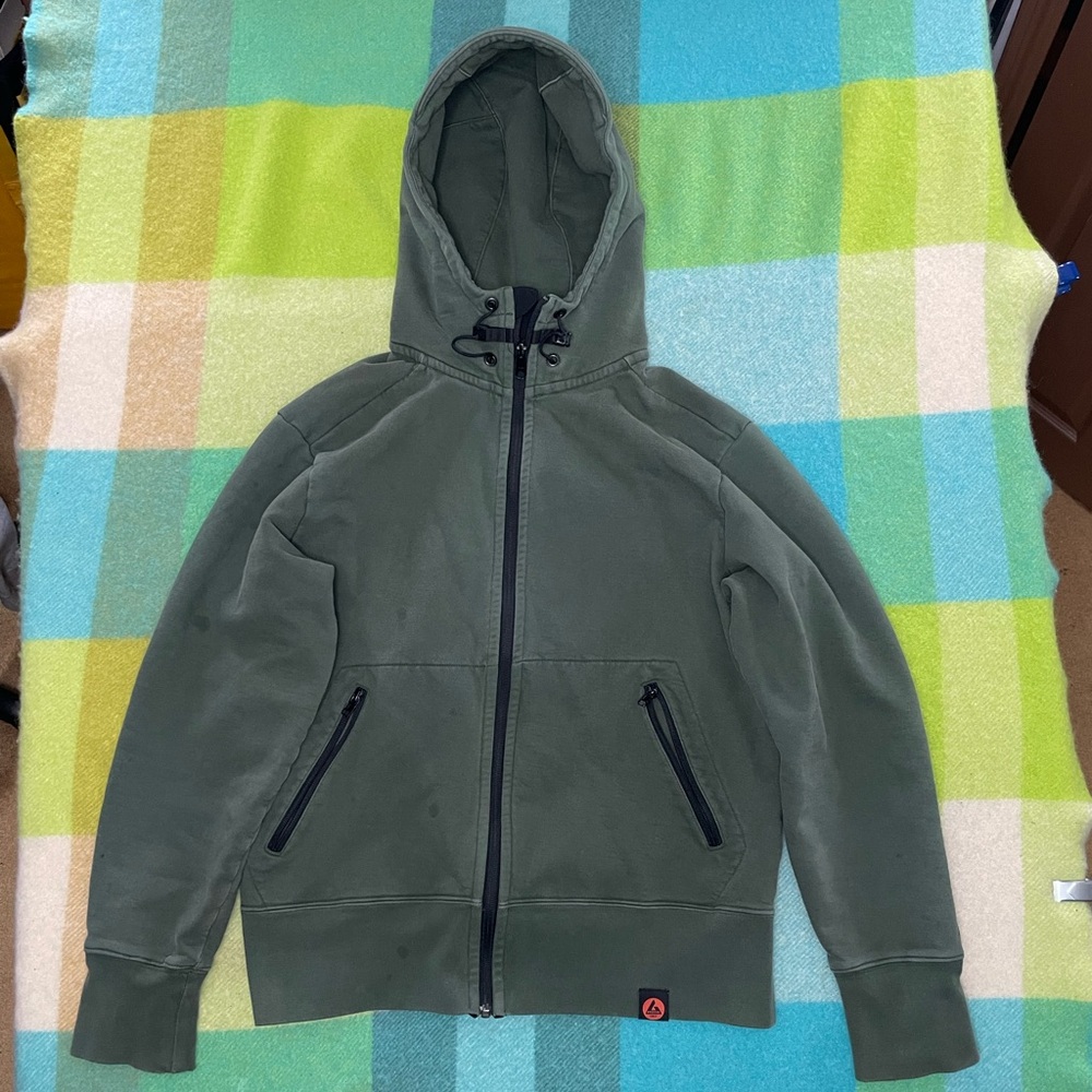American Giant Storm green zip up hoodie